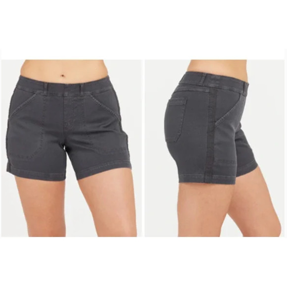 New NWT Spanx 6" Twill Shorts Pull On Size XS In Hazy Grey - Picture 3 of 9
